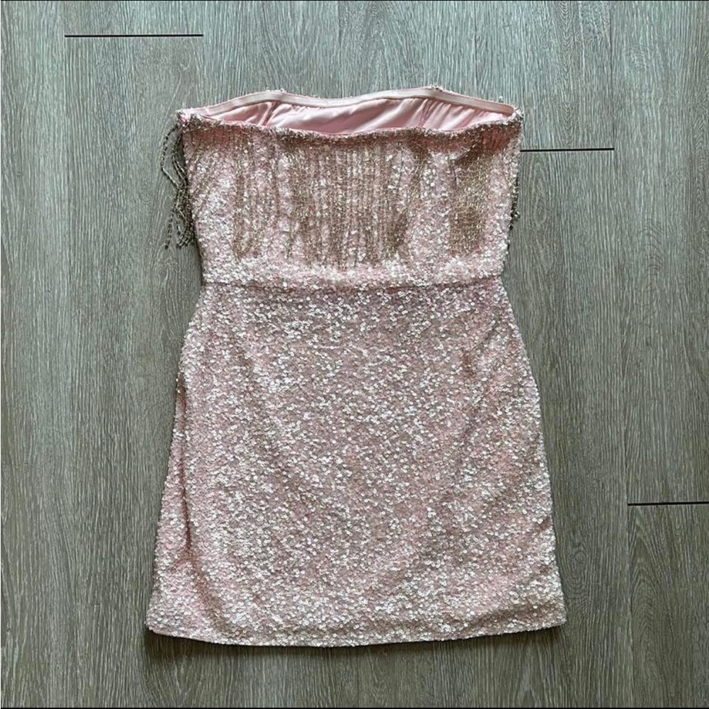 Retrofete Cassandra Strapless Pink Sequin Mini Dress - Picture 4 of 4